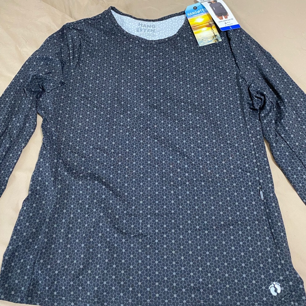 Hang Ten surf/sun long sleeve shirt black floral